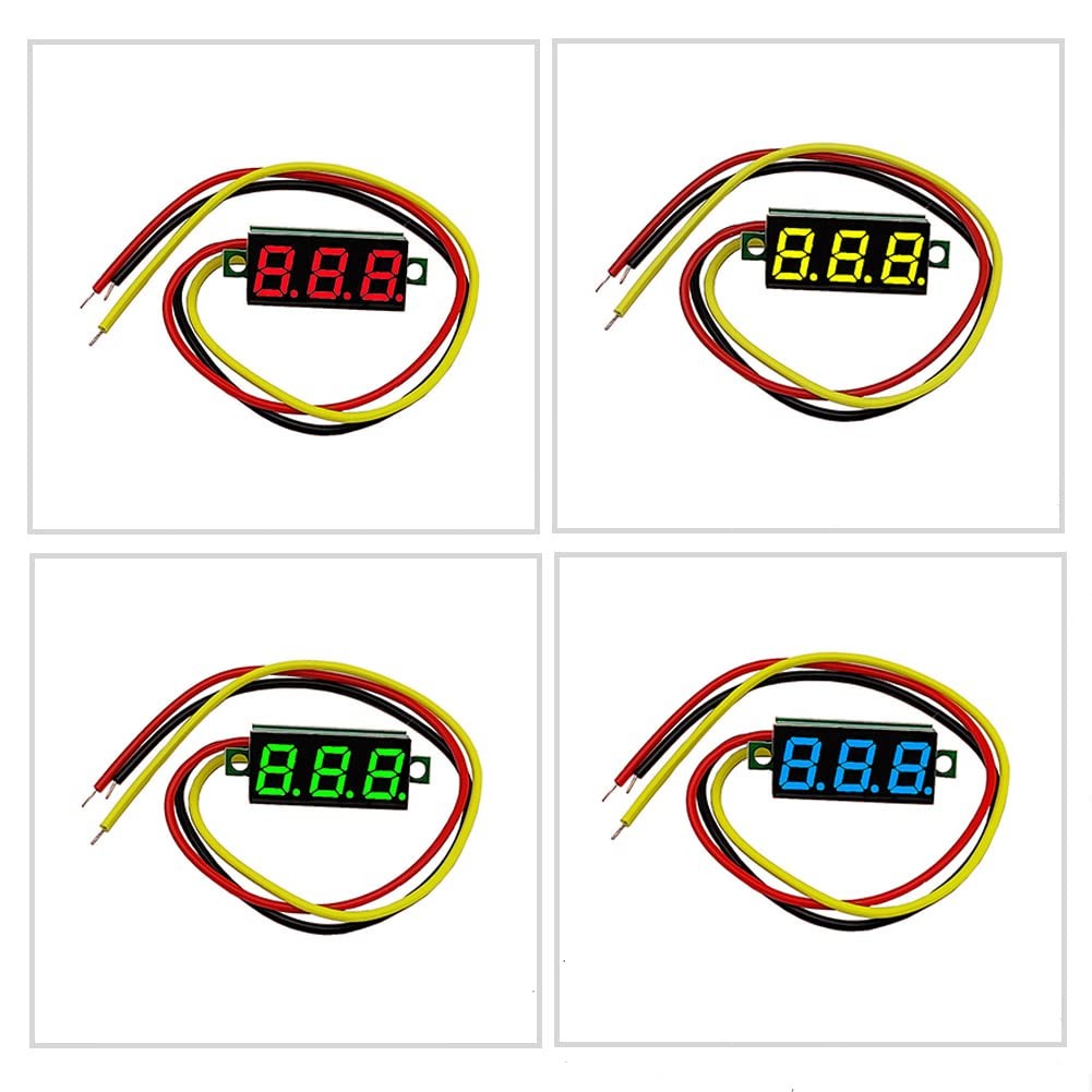0.28 Inch ThreeLine Voltage Meter Mini LED Digital Voltmeter Gauge Blue, 8 Pack