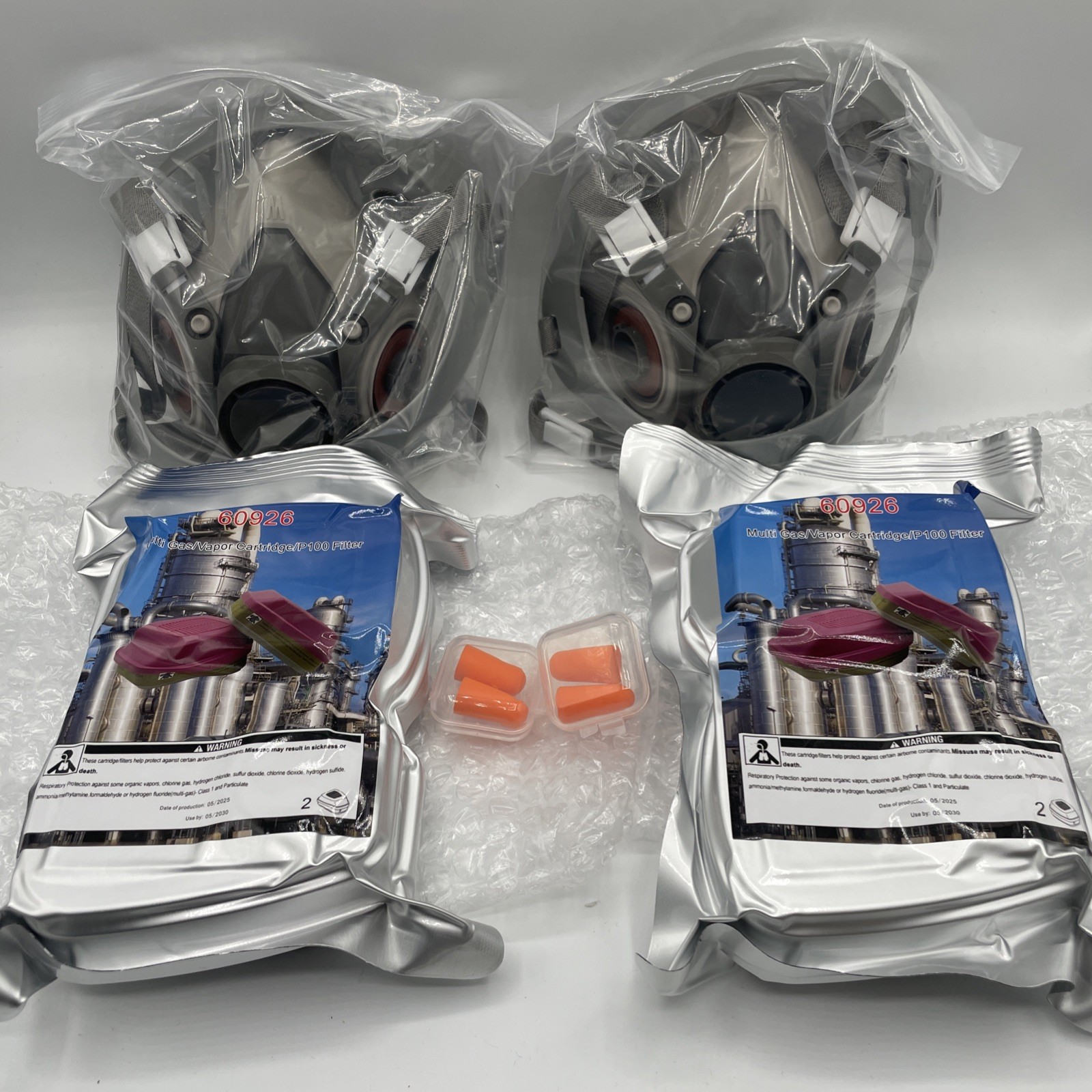 2 Pack HALF FACE RESPIRATOR MASK + MULTI GAS/VAPOR CARTRIDGE FILTER – Sz MEDIUM