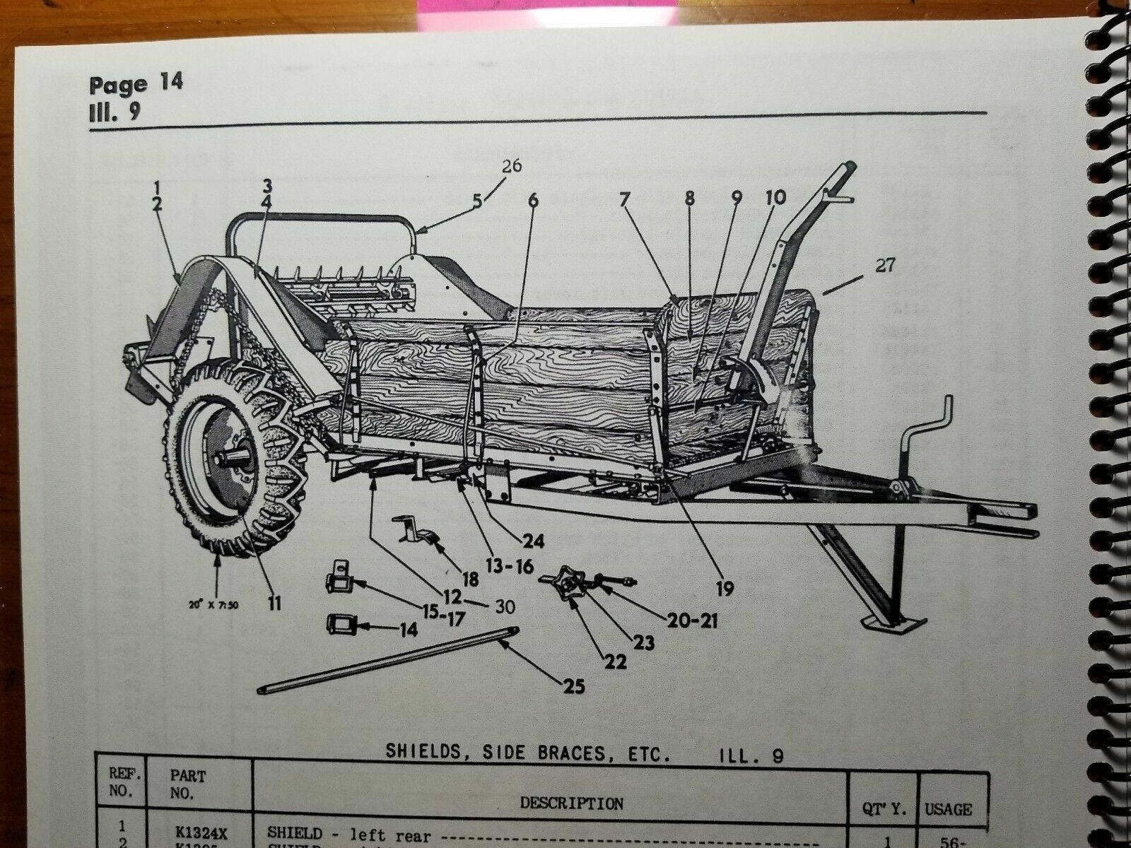 George White K-56 K-95S Manure Spreader Parts List Catalog Manual C-623N 7/56