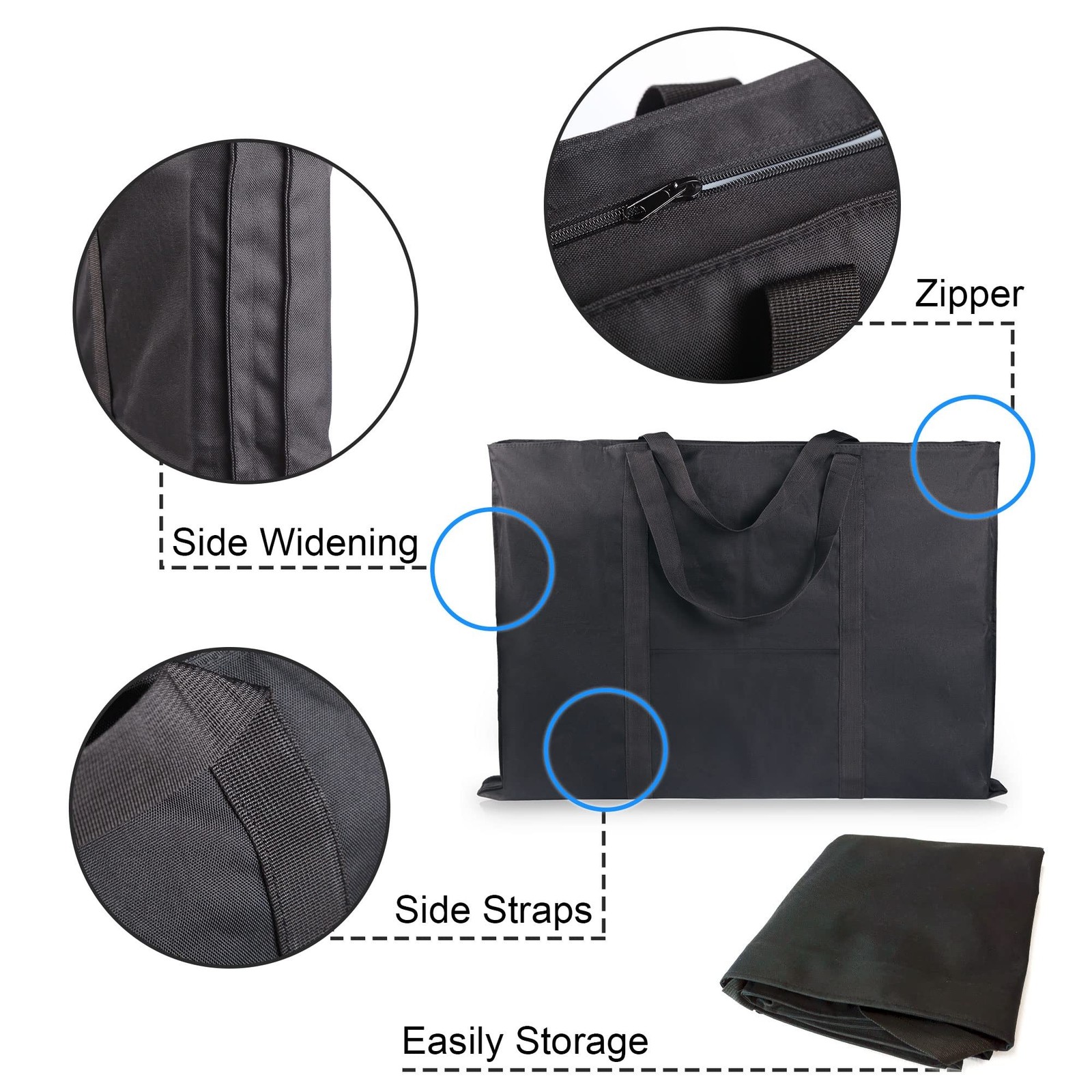 JJRING Dacron Light Weight Art Portfolio Bag, 24» x 32» for 23» x 31», Bl…