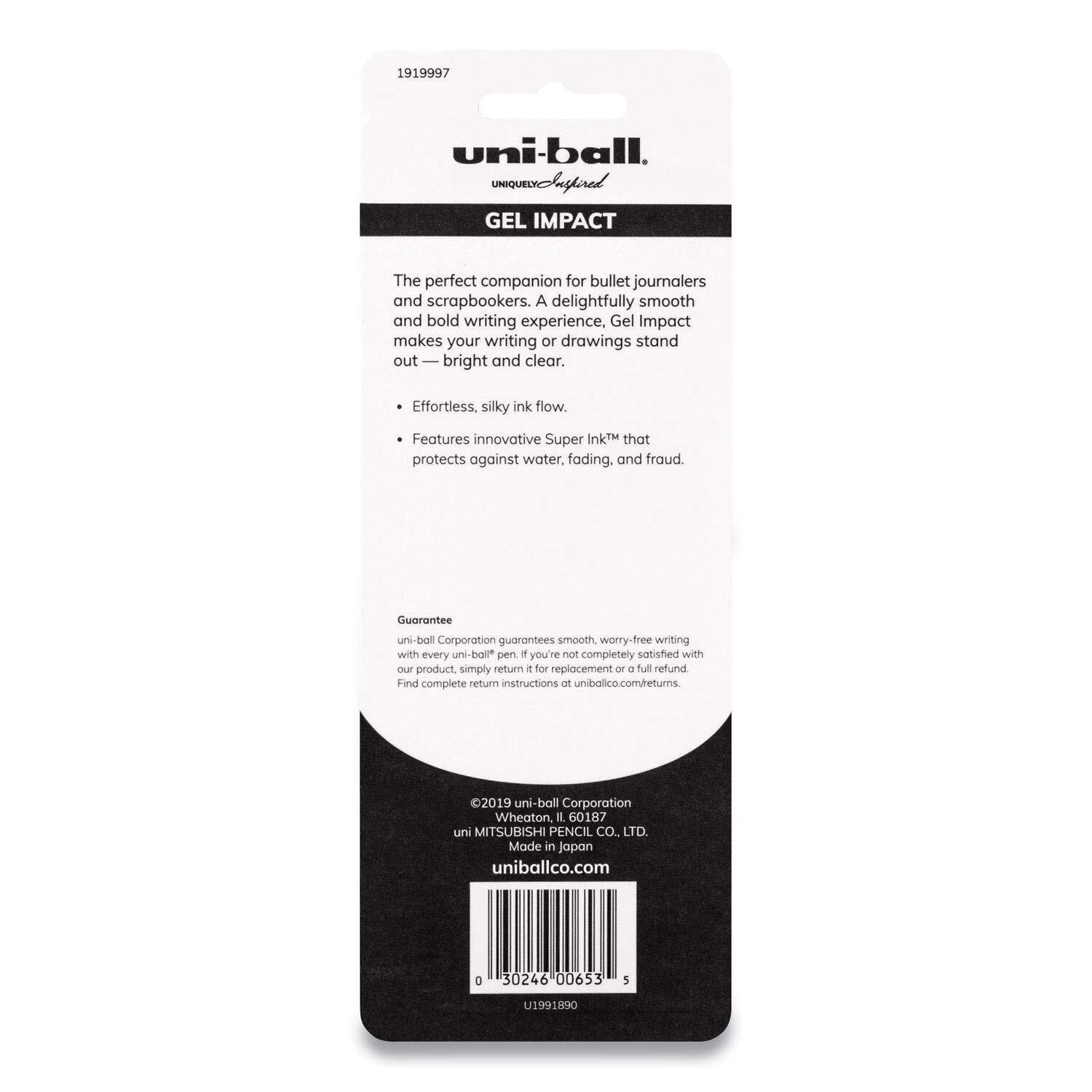 Uni-ball Impact Gel Pens Bold Point 1.0mm Assorted Metallic 3 Count