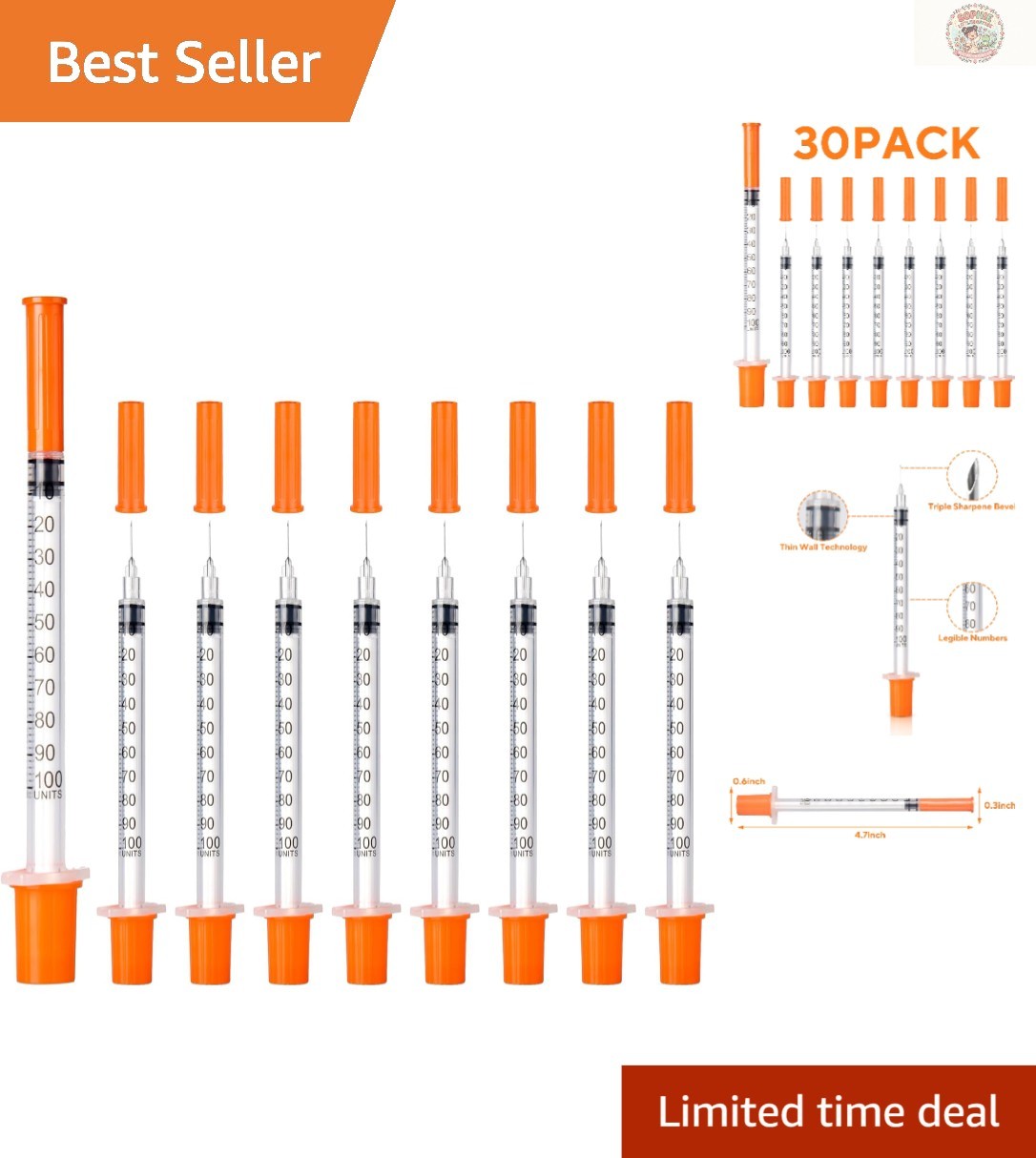 Individually Wrapped 30-Pack U-100 1ml Sterile Syringes for Precise Measurement