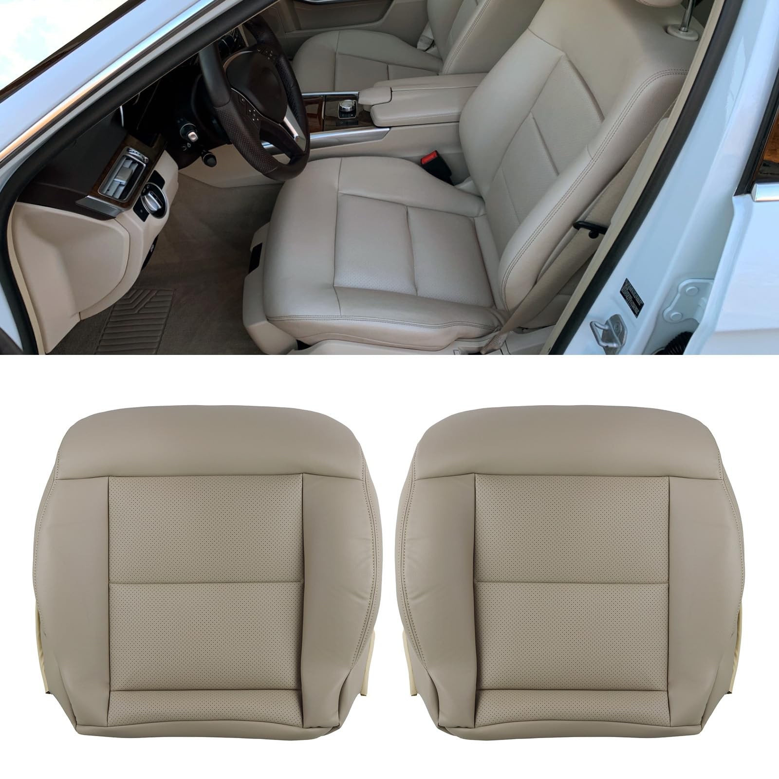 Tan Microfiber Leather Front Bottom Seat Covers Mercedes E200E250E300E350 14-16