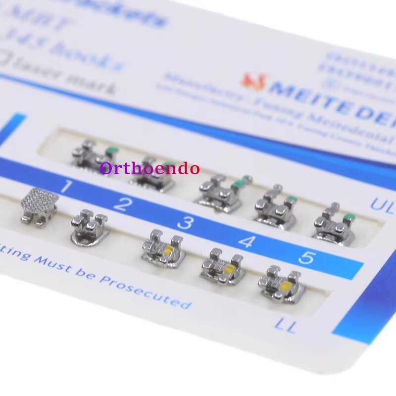 Dental Orthodontic Brackets Mini MBT 345 Hook 022 Slot Mesh Base Metal Brackets