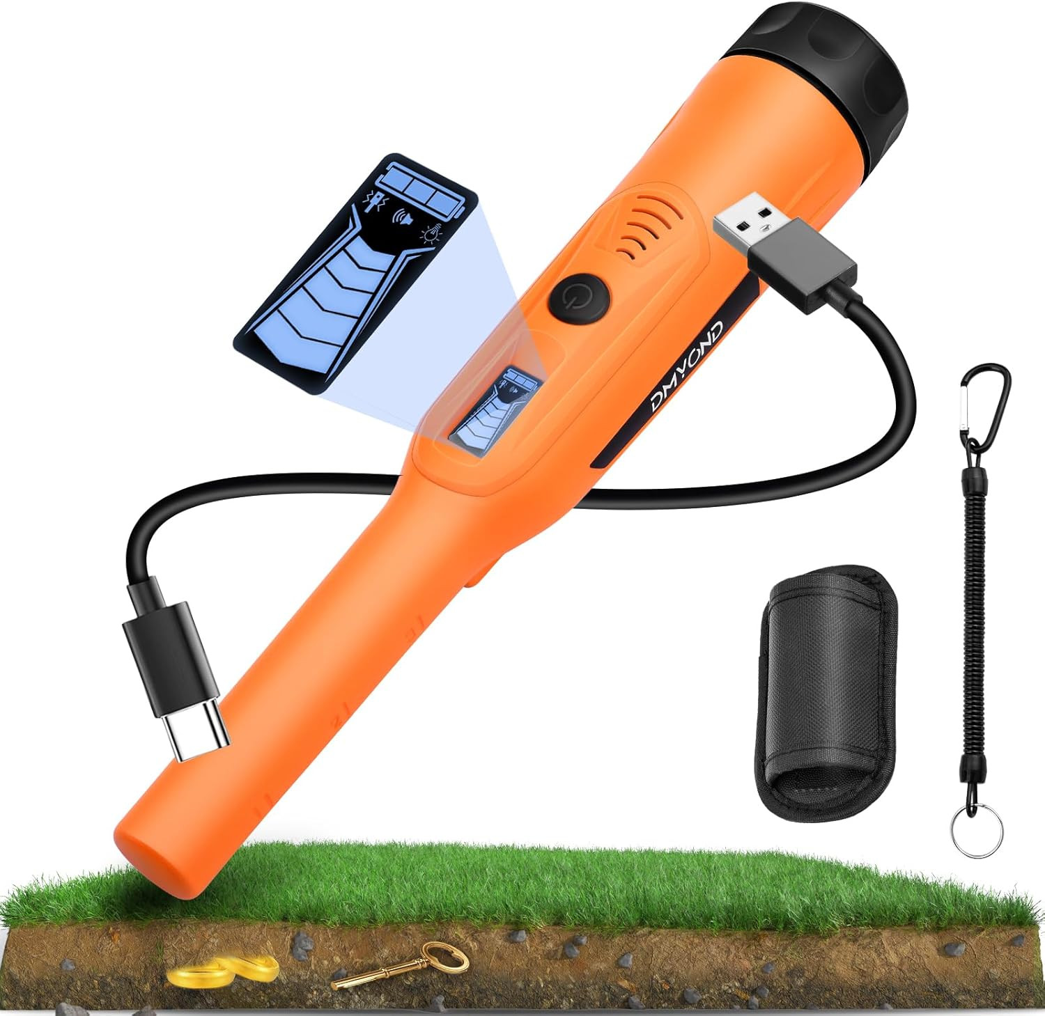 Rechargeable Metal Detector Pinpointer for Adults Kids – IP68 Full Waterproof Ha