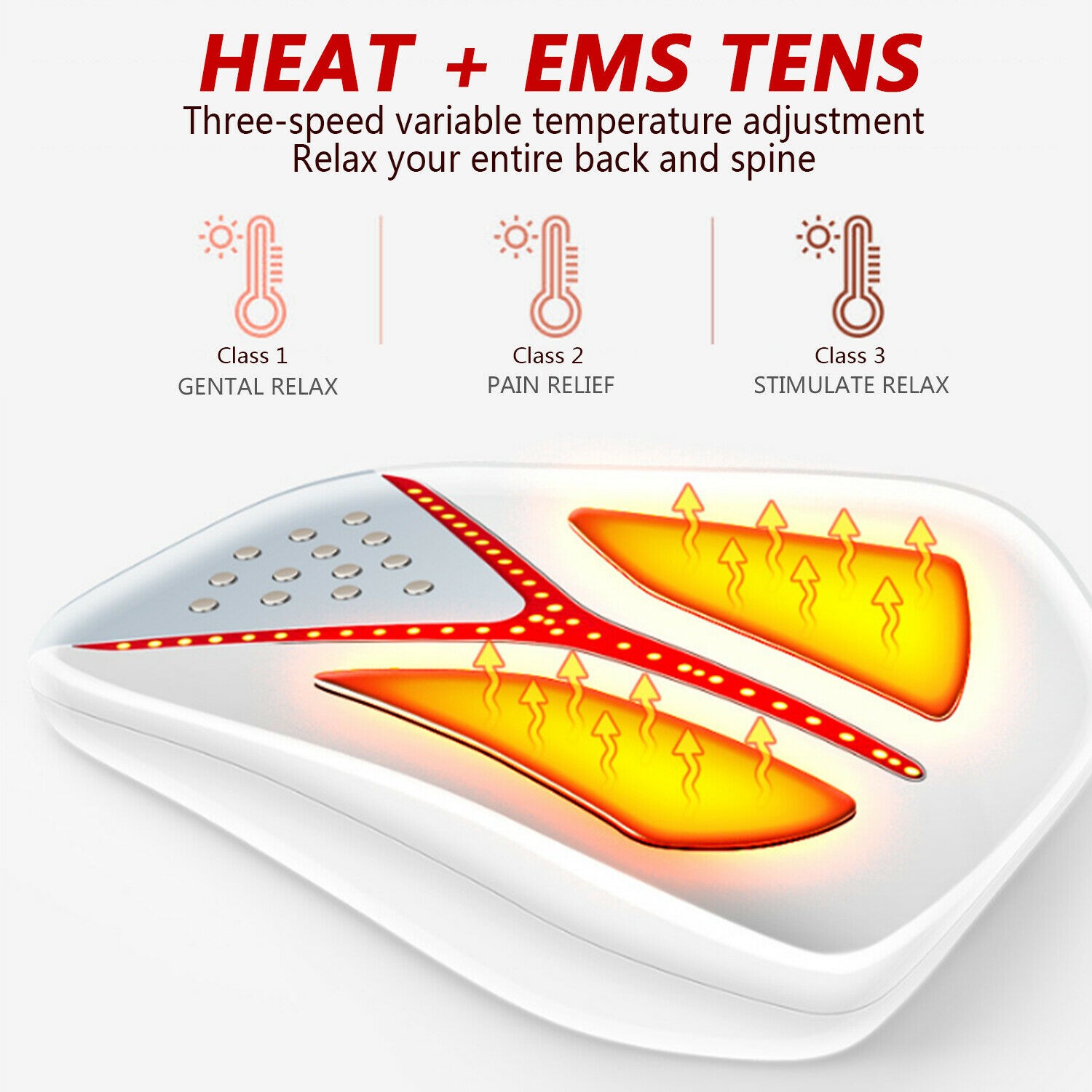Back Massager with Heat TENS EMS Unit Muscle Stimulator for Low Back Pain Relief