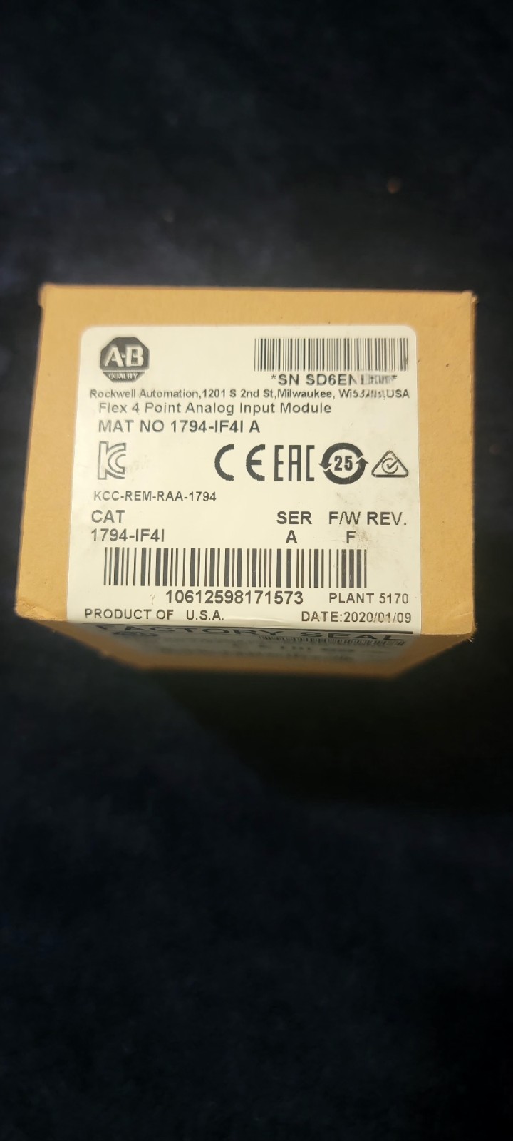 Allen-Bradley Flex I/O 1794-IF4I A Analog PLC Input Module 4-Point