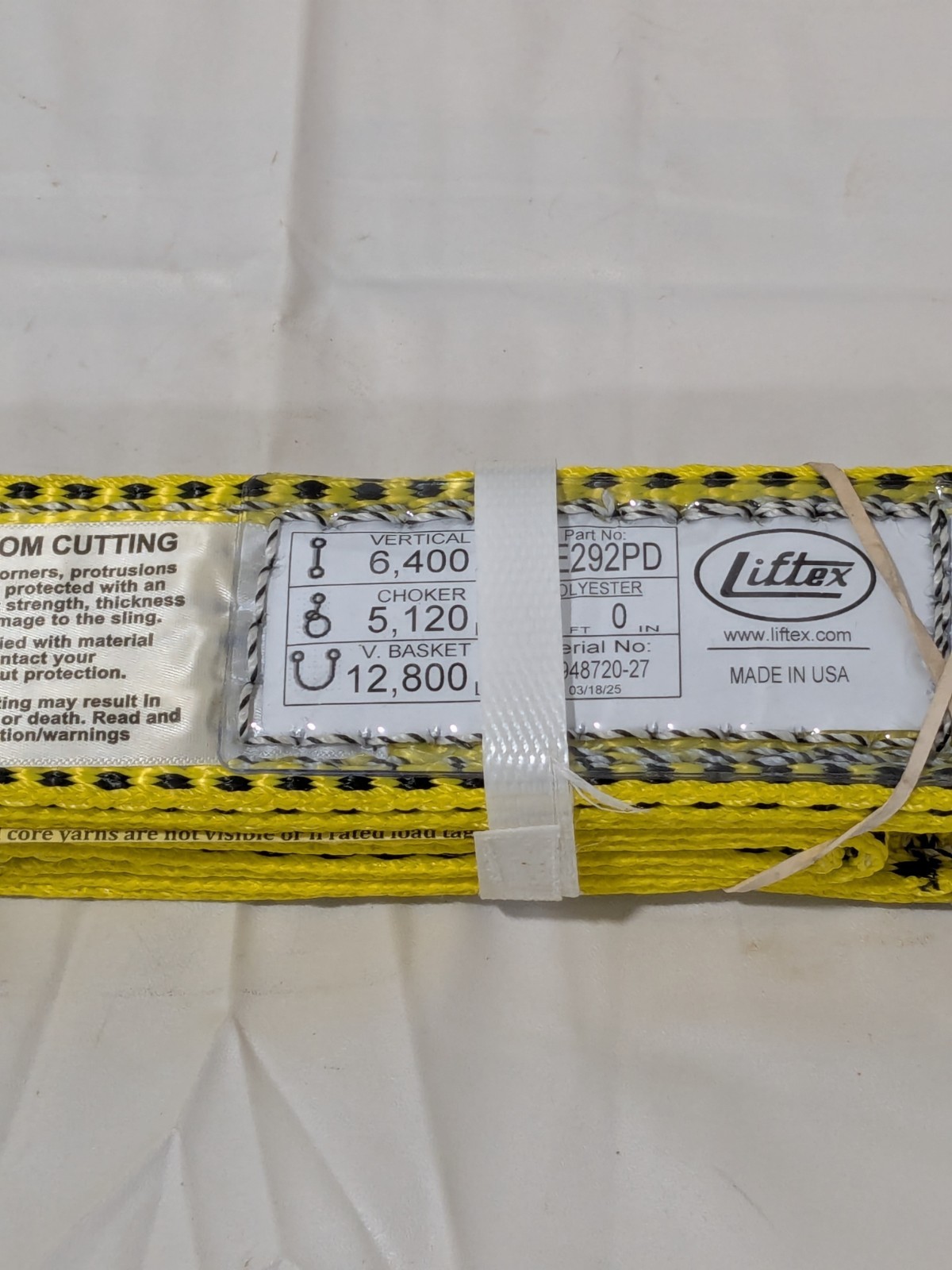 LIFTEX Flat Eye & Eye, Type 3 Web Sling: 3' Long, 2" Wide EE292X3P