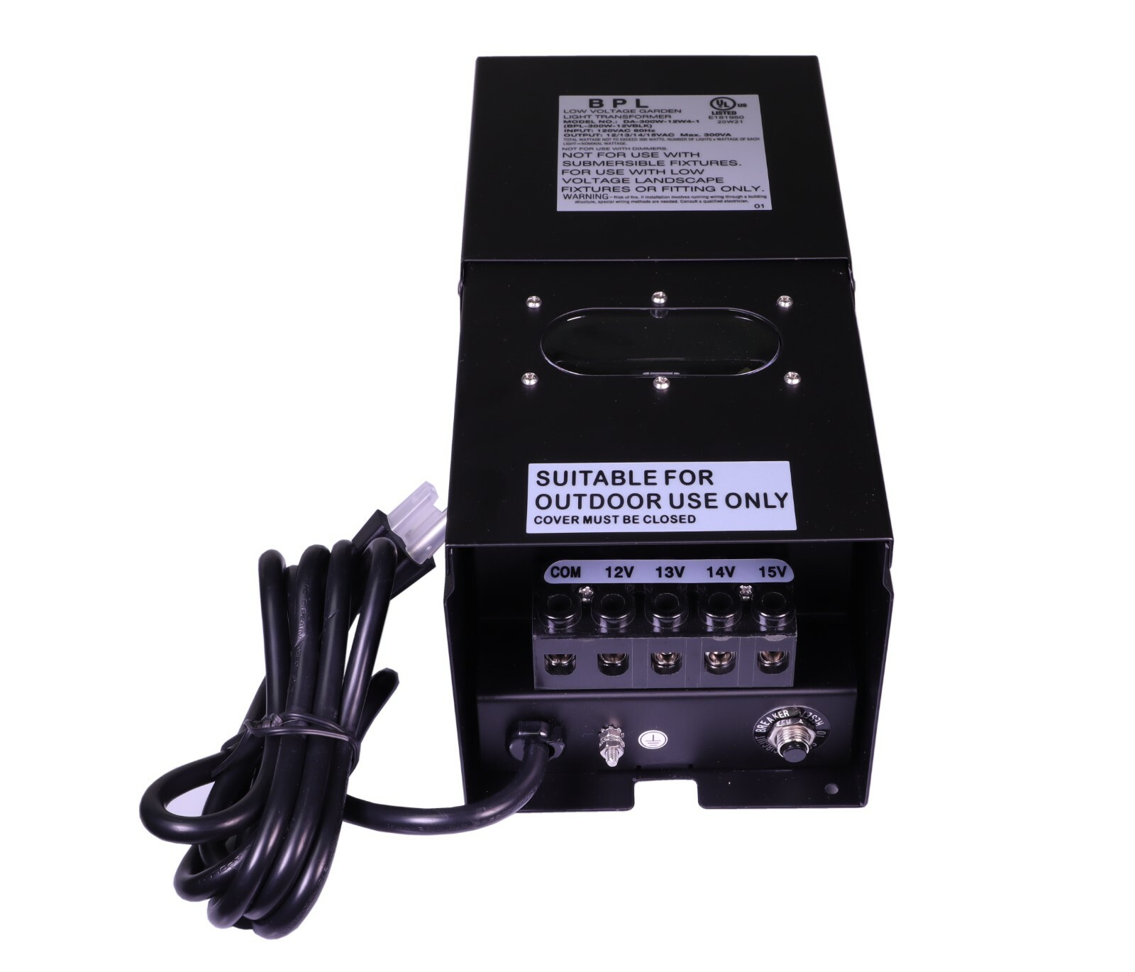300 Watt Transformer Multi Tap 12V-13V-14V-15V Low Voltage Landscape Transformer