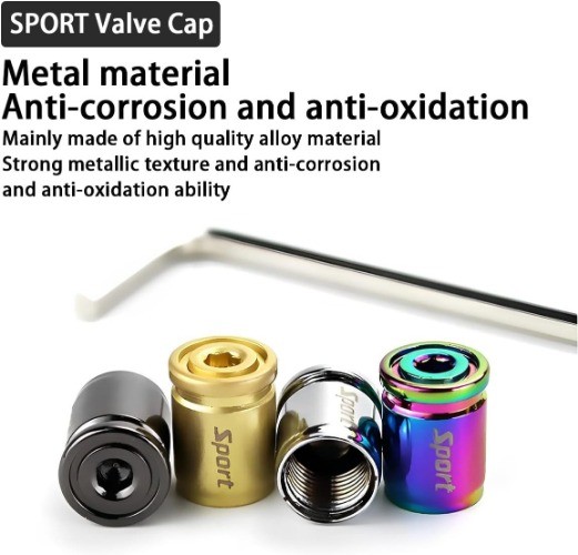 Anti-Theft Zinc Alloy Stem Covers, 4-Piece Set with Rubber Seal, U Color: Gold