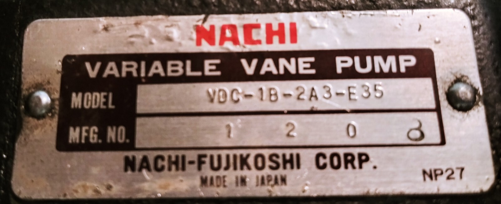 Nachi Variable Vane Pump VOC-18-2A3-E35   Inv# (365)