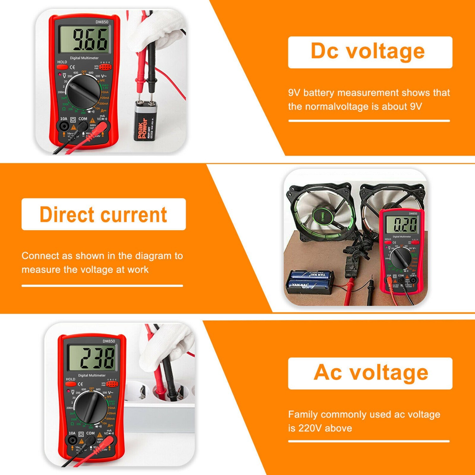New Digital Multimeter AC DC Voltmeter Ammeter Ohmmeter Volt Tester Meter XL830L