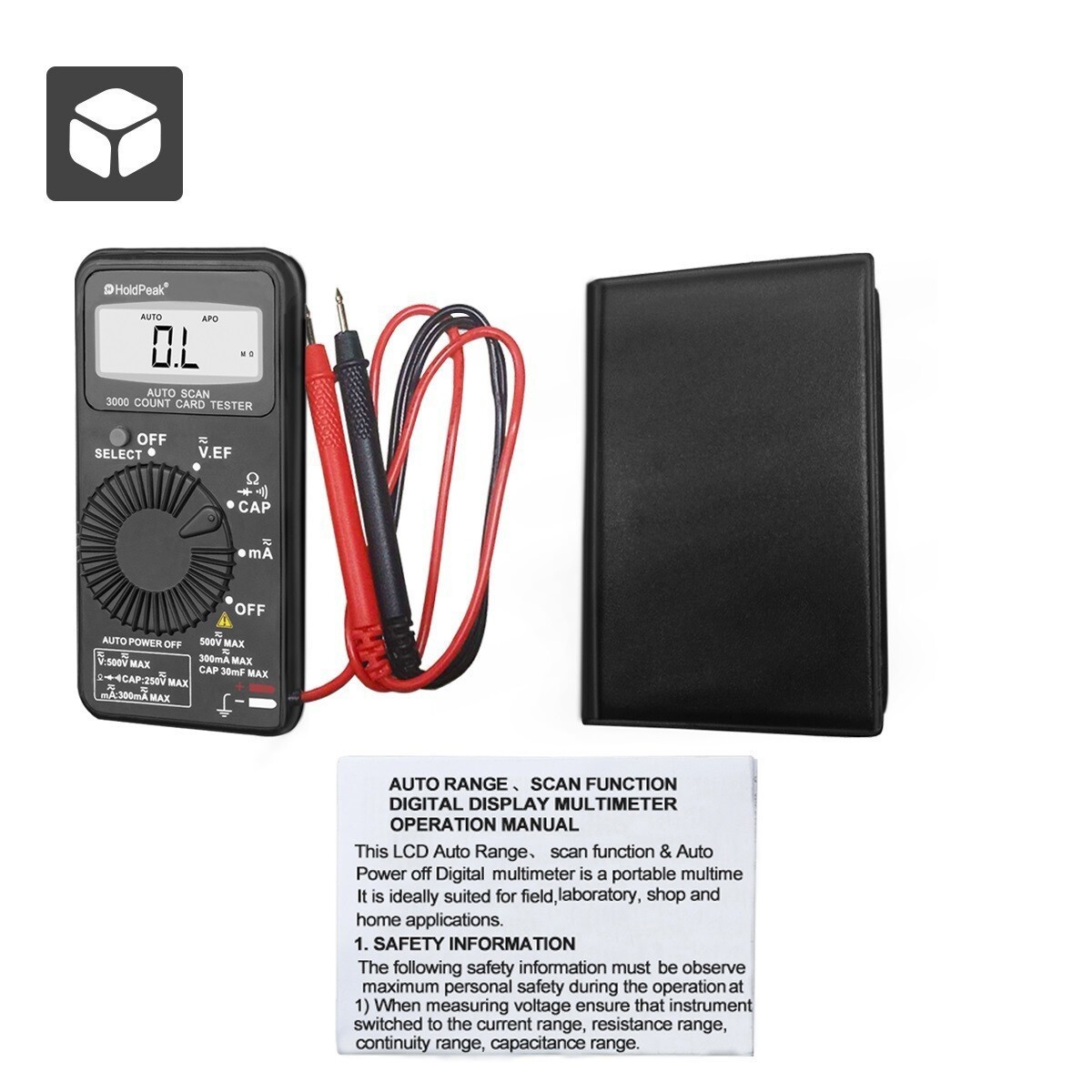 Pocket Digital Multimeter Auto Range 4000 Counts AC/DC Amp Ohm Volt Diode Tester