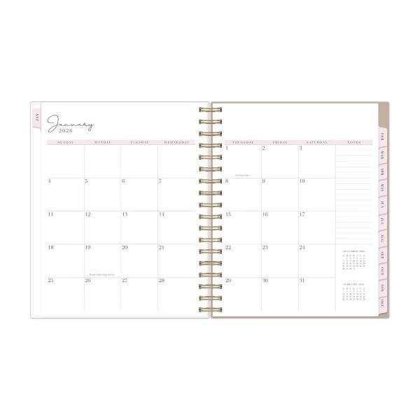 2026 Daily/Monthly Planner 7"x9" Ella Tan Clear Pocket Cover