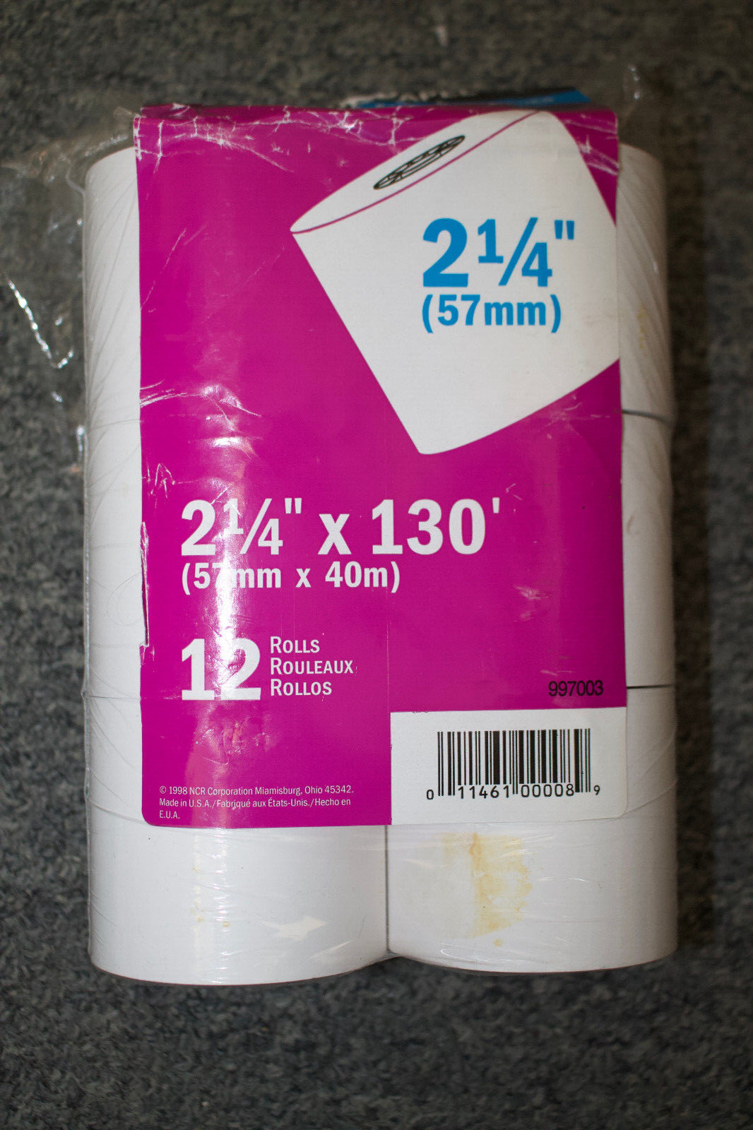 NCR Calculator Paper Rolls Pack of 6- 2 1/4 x 130 New In Package 57mm x 40m