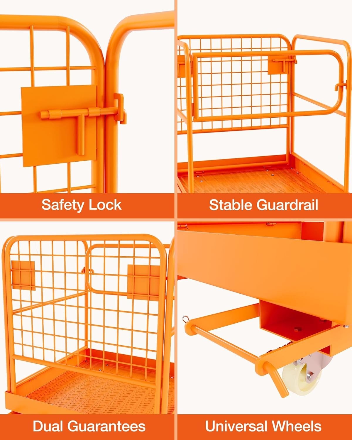 1200Lbs 36″ x 36″ Forklift Safety Cage Forklift Steel Man Basket with Gloves
