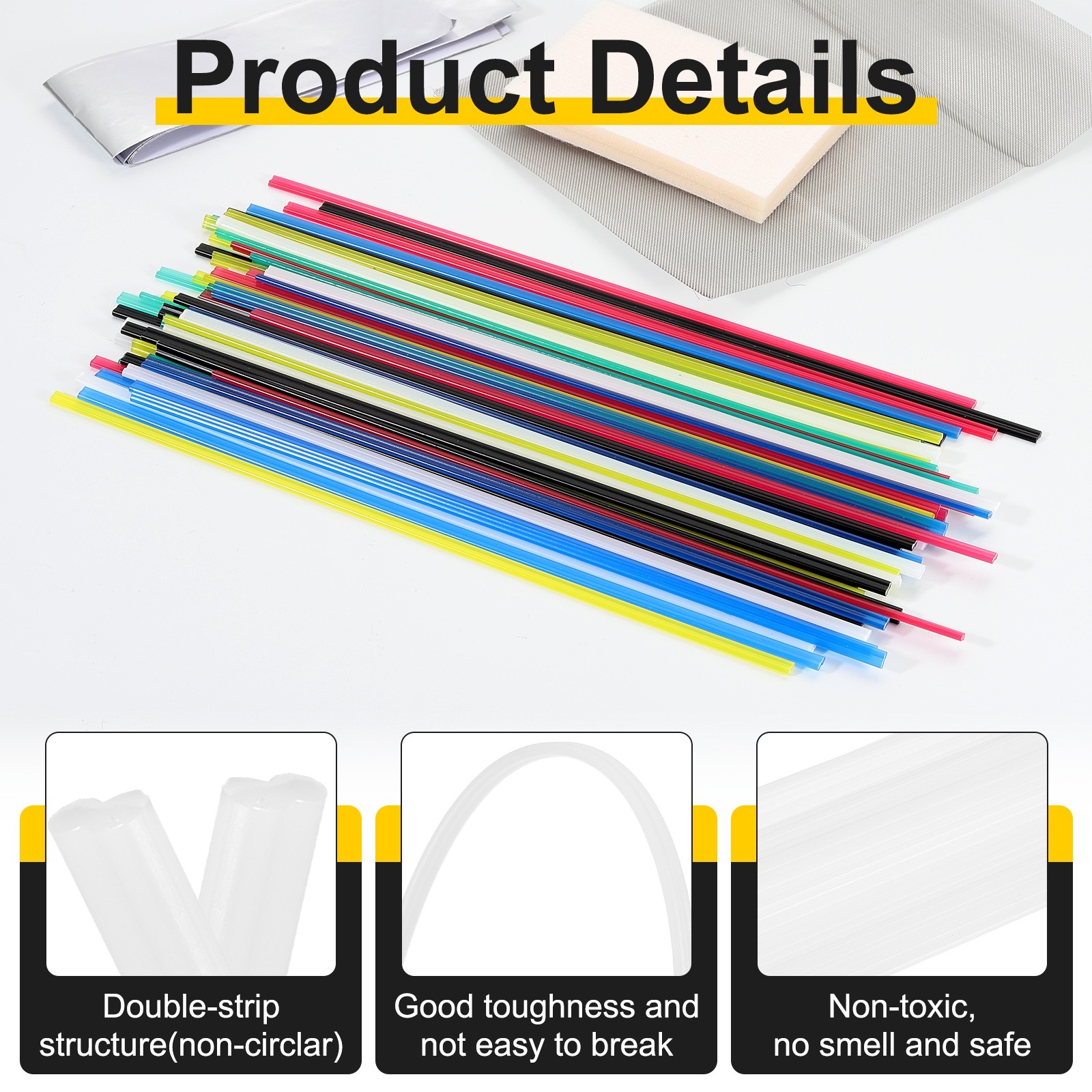 1set(50pcs) PP Plastic Welding Rods 8inch Welding Strips Welder Rods, White