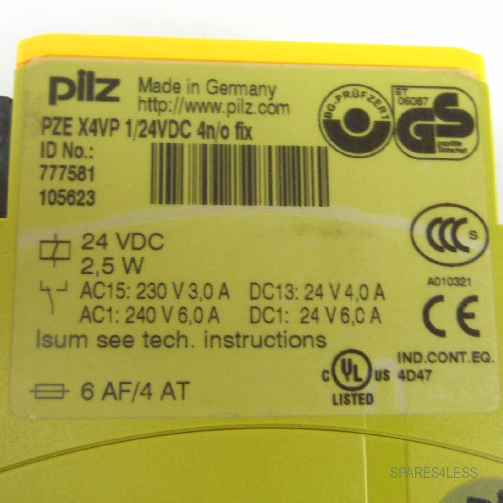 Pilz safety switchgear PZE X4VP 1/24VDC 4n/o fix 777581 GEB