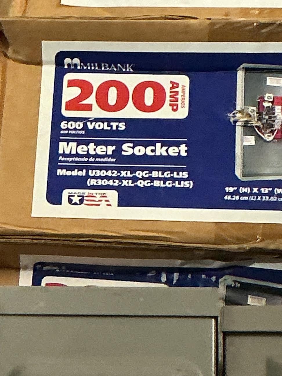 🙌 NEW MILBANK 200 AMP RINGLESS METER SOCKET 600 VAC U3042-XL-QG-BLG-LIS