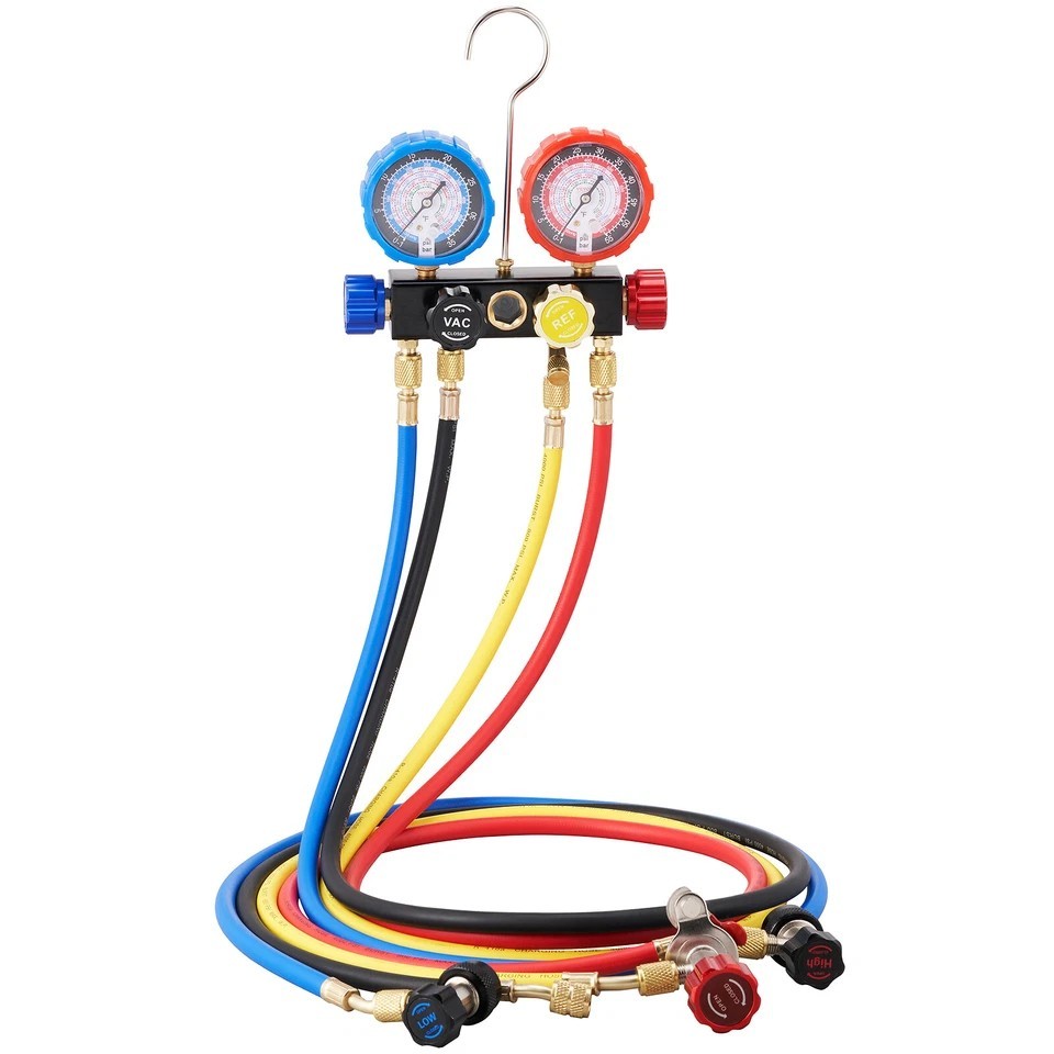 AC Manifold Gauge Set 4-Way Fit R134A R12 R410A Refrigeration Charging