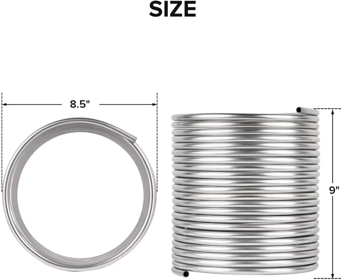 3/8″ X 50Ft 304 Stainless Steel Tubing Coil, Immerson Tubing Coil for Ice Bath W