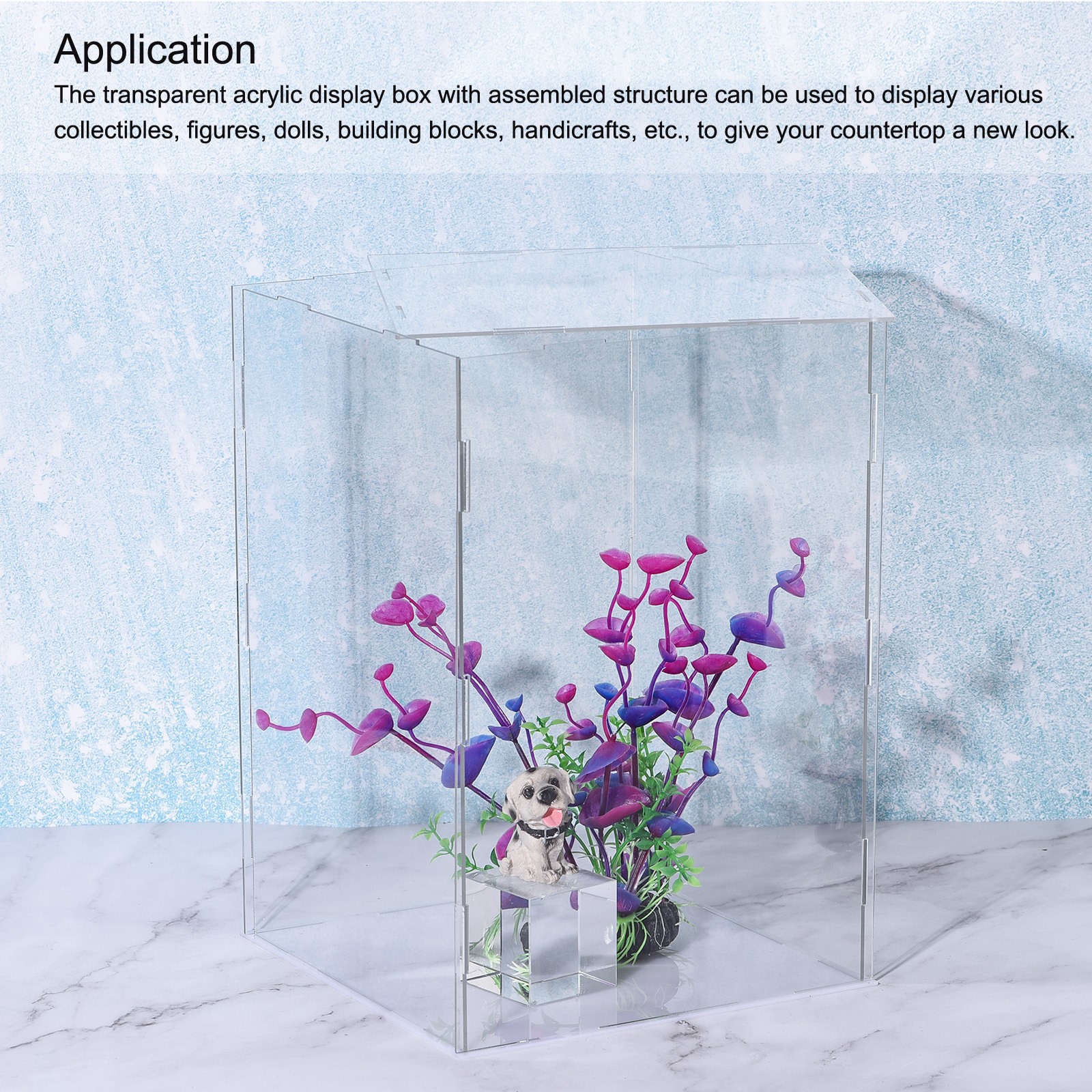 Display Case Box Acrylic Box Transparent Showcase 16x16x36cm for Collectibles