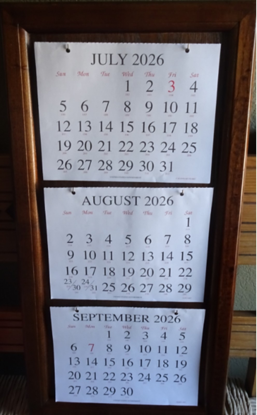 Unicor Wood Executive Wall Calendar Board, Displays 3 Months
