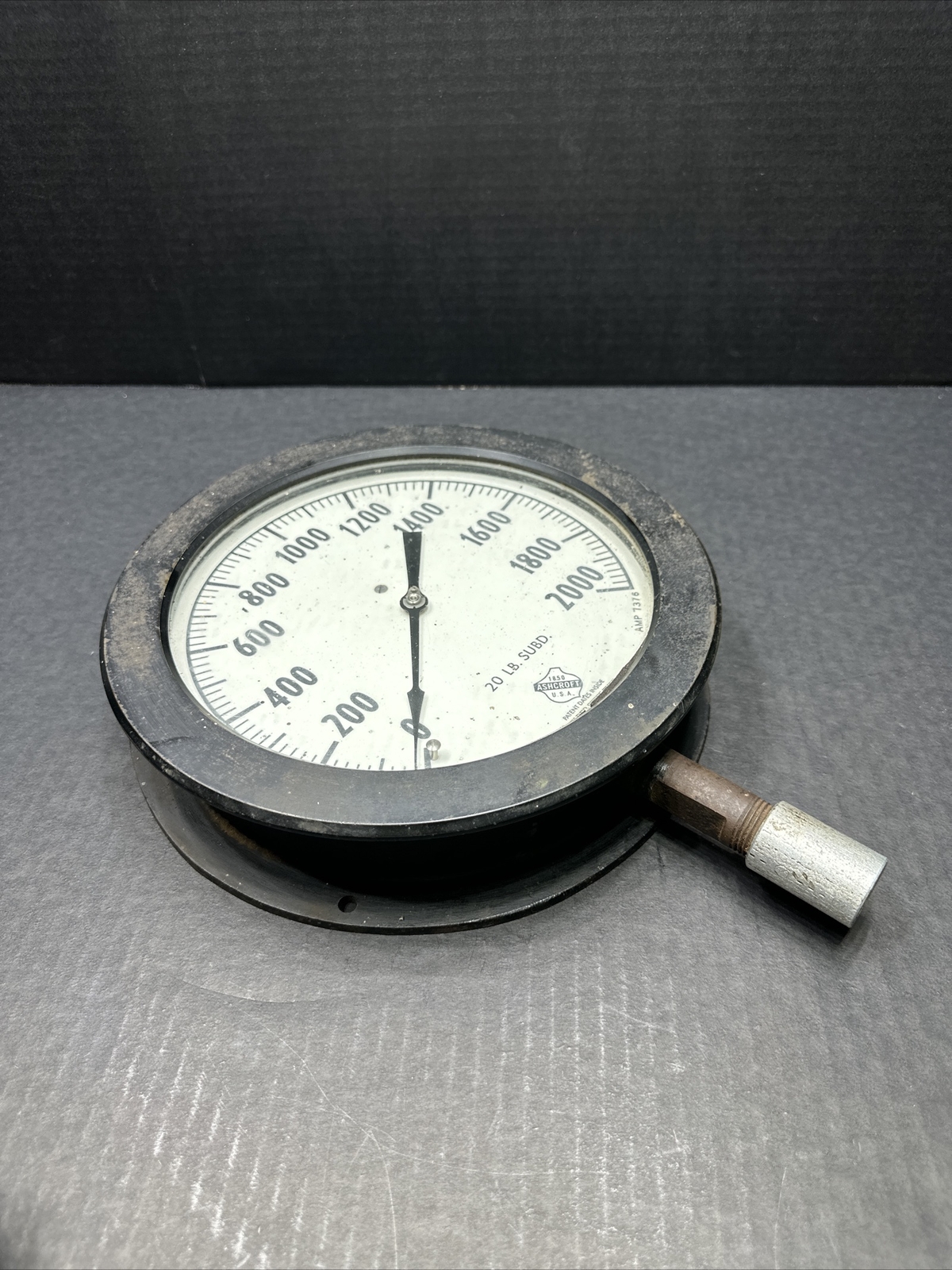 VINTAGE ASHCROFT GAUGE 20LB SUBD. AMP 7376 Welded Steel Tube DURAGAUGE