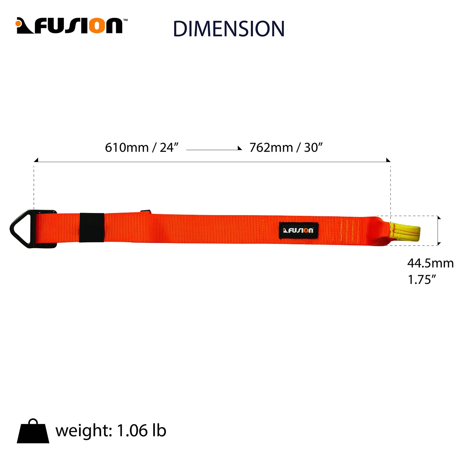 Fusion Adjustable Lanyard D-Ring Orange30 Inches Tzp-16-3