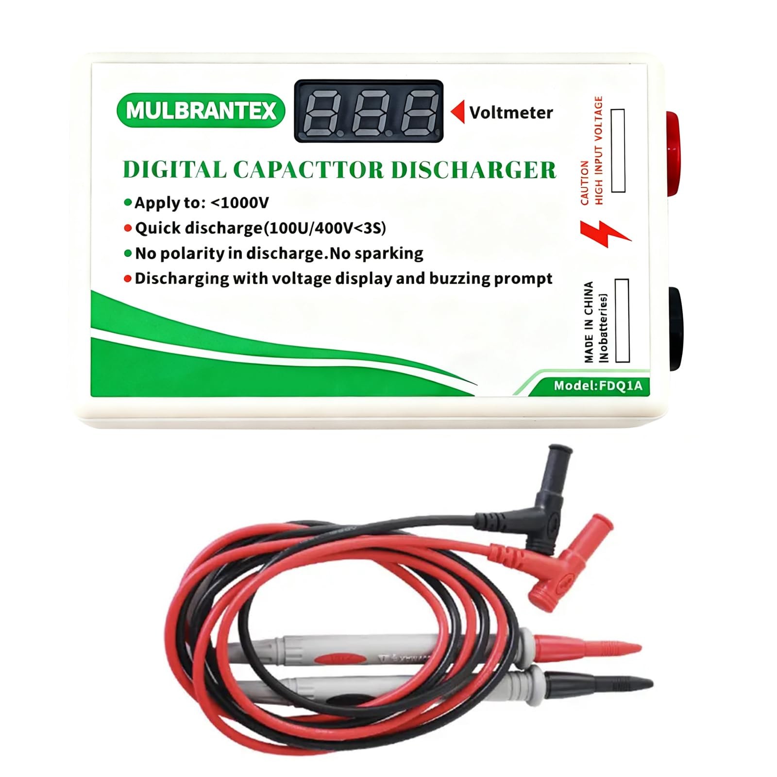 Digital Capacitor Discharge Tool with Voltmeter Display, max Display 999, 10-…
