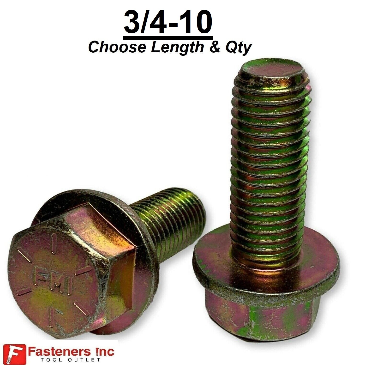 3/4-10 Grade 8 Flange Frame Bolt Yellow Zinc Plated (All Sizes & Qty’s) 3/4″