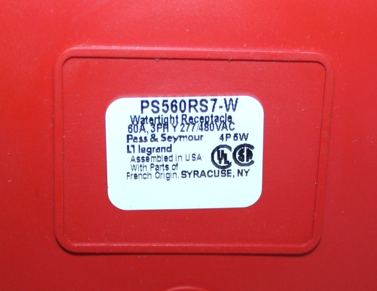 ⭐NEW IN BOX⭐ PS 560R7W 60-Amp RECEPTACLE 277/480V 60A 4P 5W HBL560R7W 🔴USA🔵