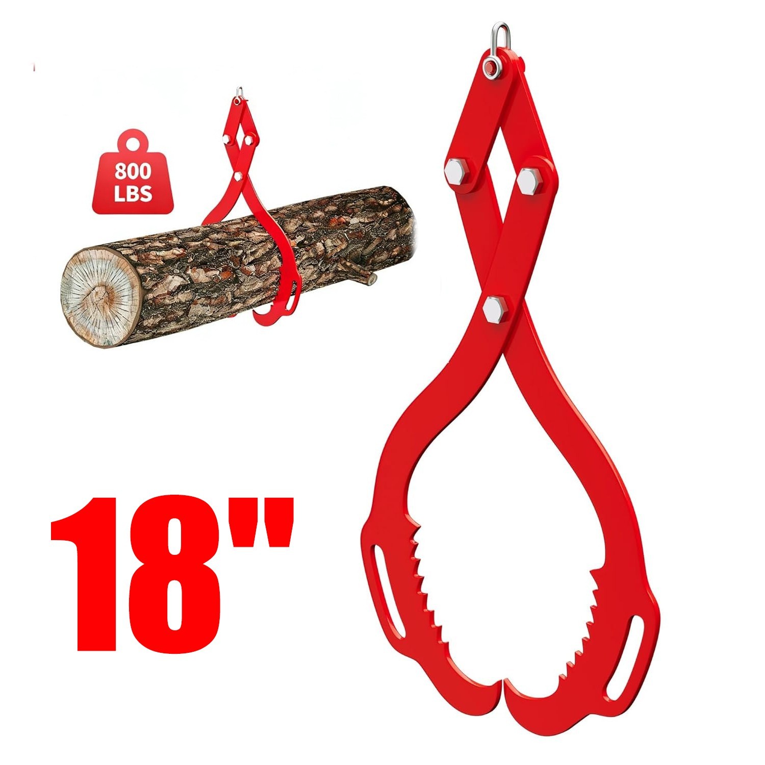 18″ 2 Claw Hook Log Lifting Tongs Heavy Duty Metal Grapple Timber Claw 800lbs