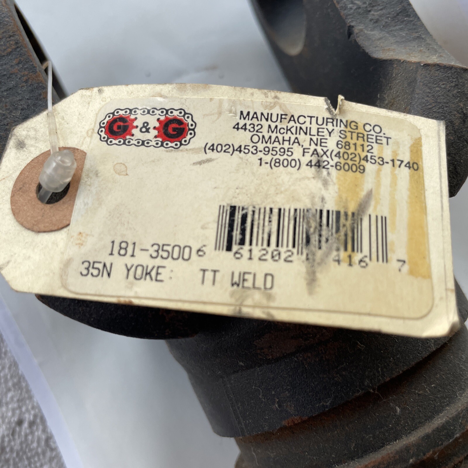 G & G 181-3500 Torque Tube Weld PTO Yoke 1-7/8” Round 35N Made In The USA