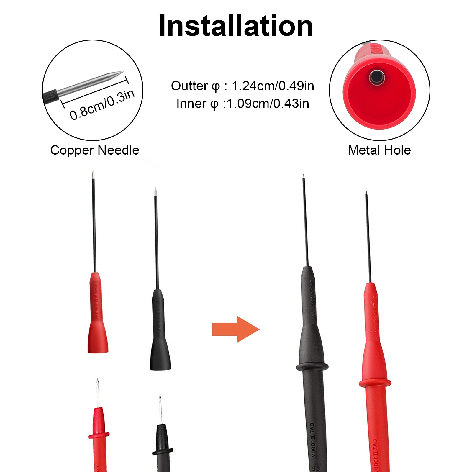 4PC Multimeter Test Lead Extention Back Probes Sharp Needle Micro Pin For Banana