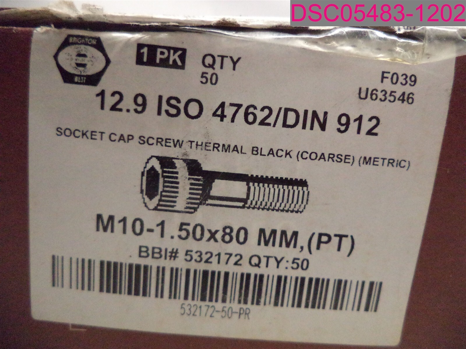 50 Pcs. BRIGHTON M10-1/5x80MM Socket Cap Screw Thermal Black 12.9 ISO 4762