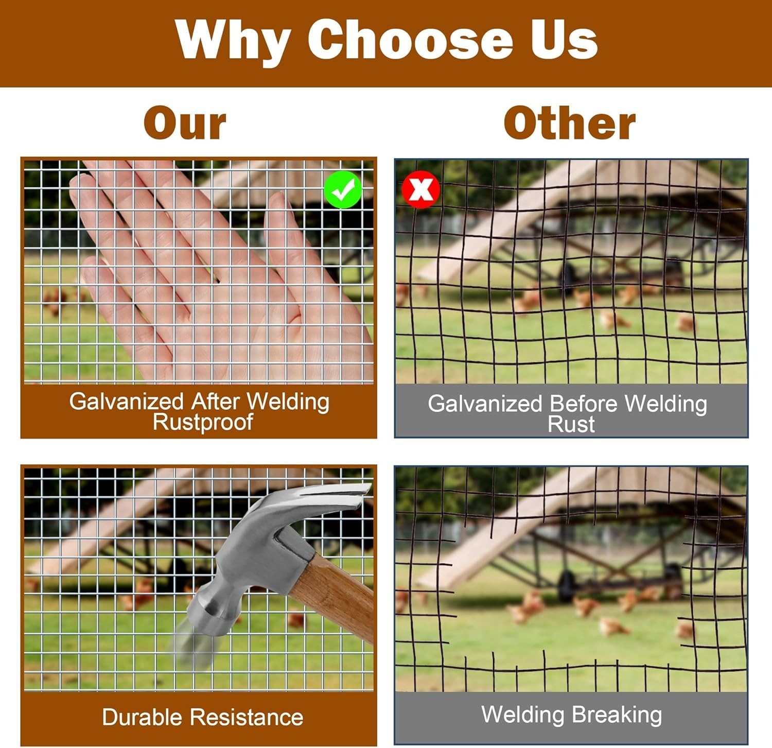 Vinyl Coated Chicken Wire, ‎48″ x 100 ft 19G Galvanized Mesh for Coop, Garden US