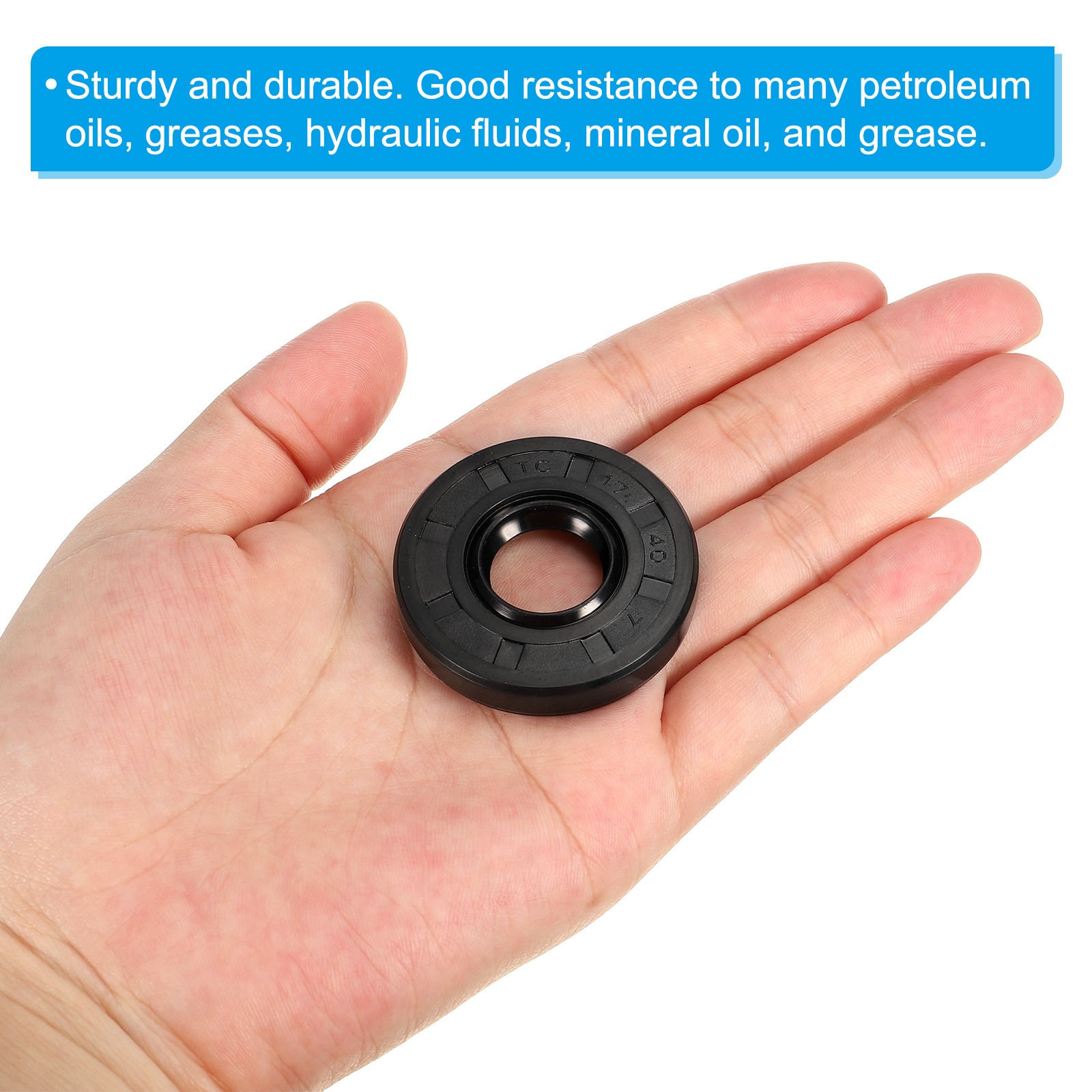 2 x Oil Seal TC 17x40x7mm Nitrile Rubber Cover Double Lip Spring Loaded Black