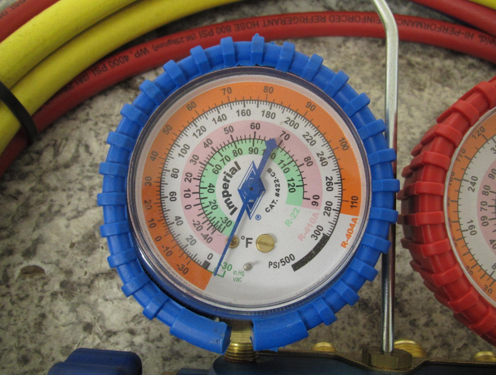 Imperial 644-C R-22 R-404A R-410A 4-Valve Manifold Gauge w/ Hoses Free Shipping