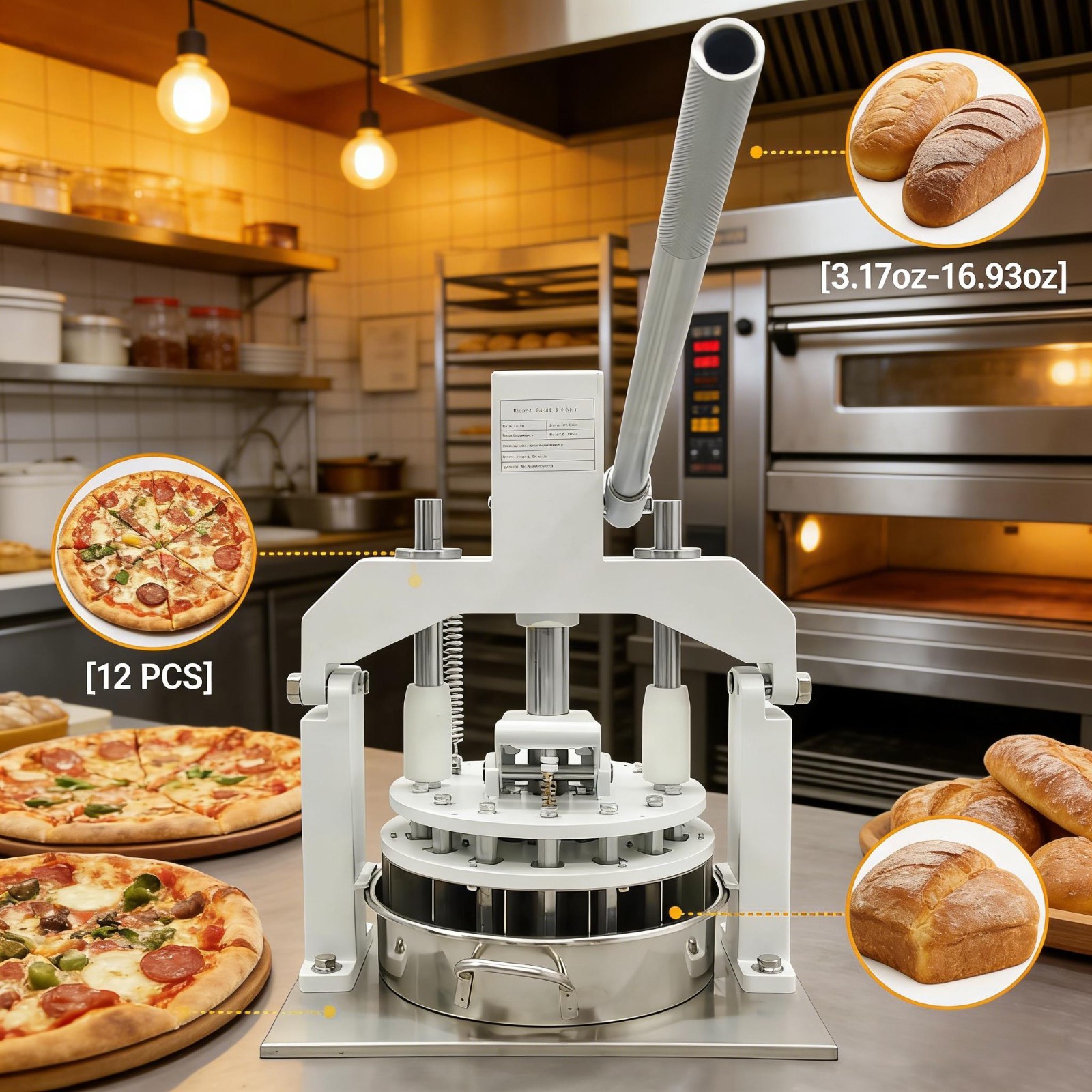 12PCS Table Top Manual Dough Divider Dough Cutter Quantification 3.17-16.93oz