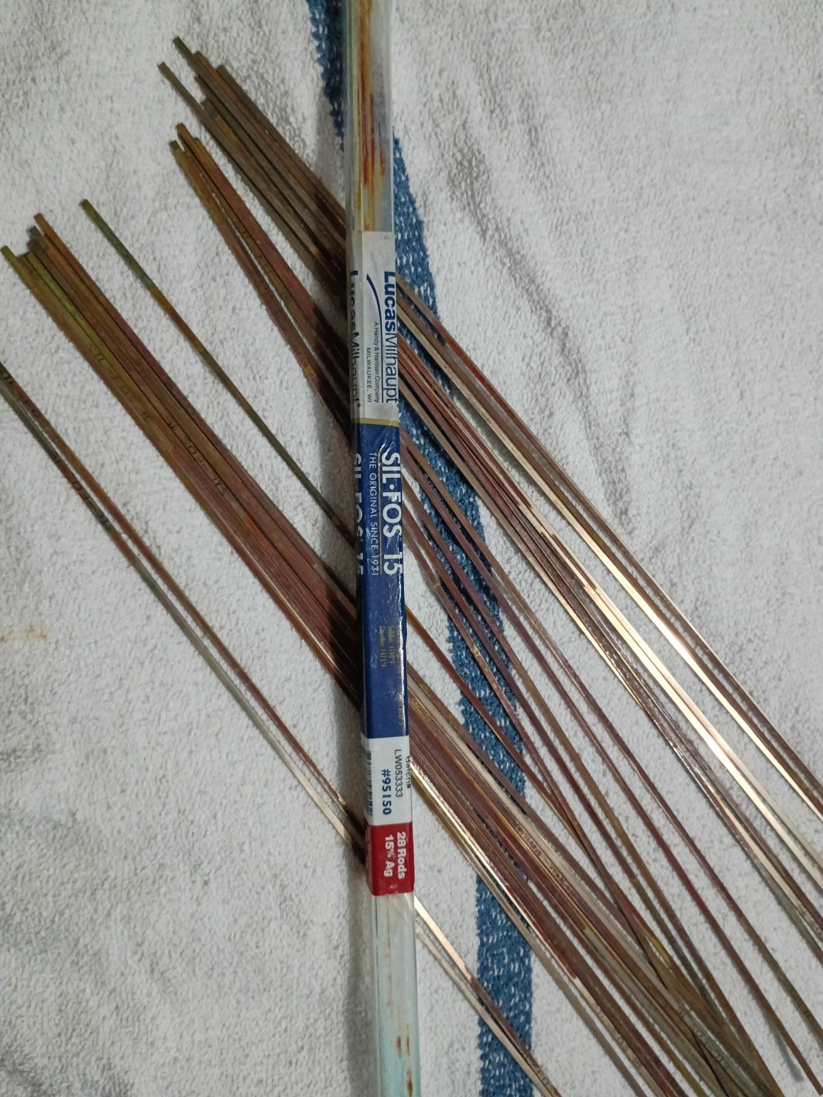 95150 Lucas Milhaupt Sil Fos Silvaloy 15% Silver Solder 28 Rods 1 pound solder