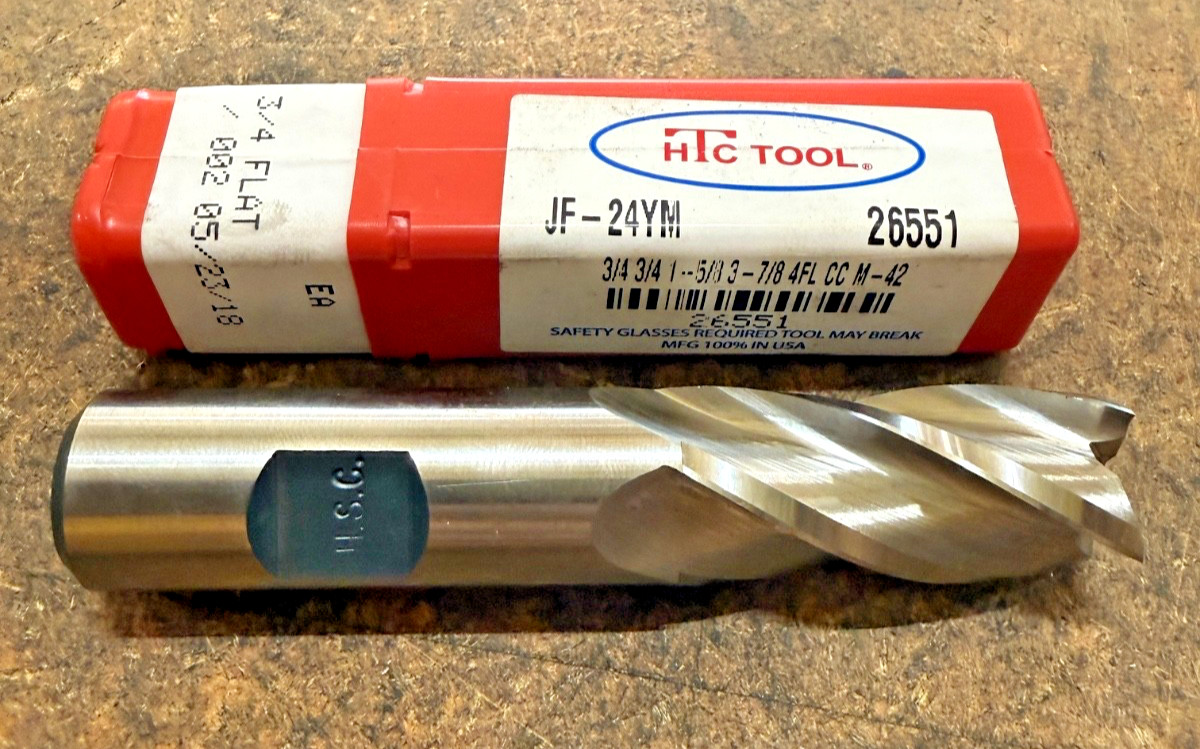HTC Endmill 3/4″ x 3/4″ FLAT 1-5/8″ x 3-7/8″ 4FL CC M-42 (NEW)