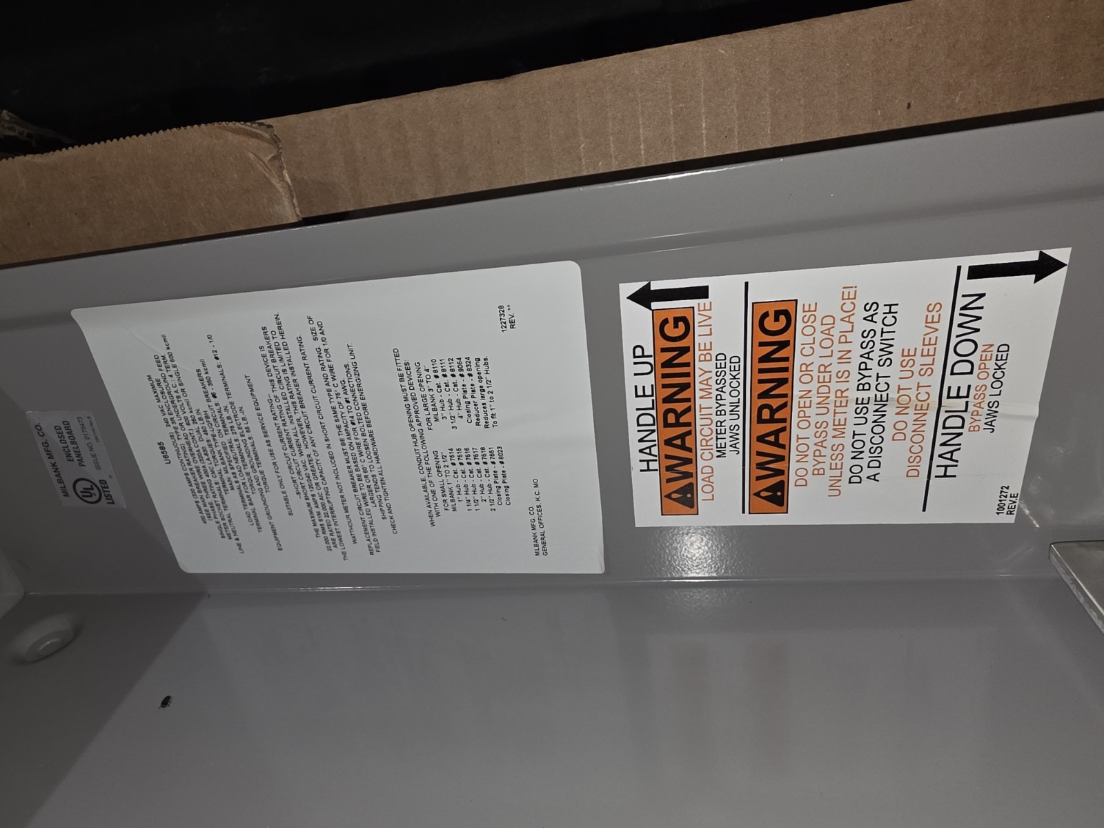 MILBANK U6585-X-2/200-5T9 SINGLE PHASE 320 AMP METER MAIN COMBO NIB