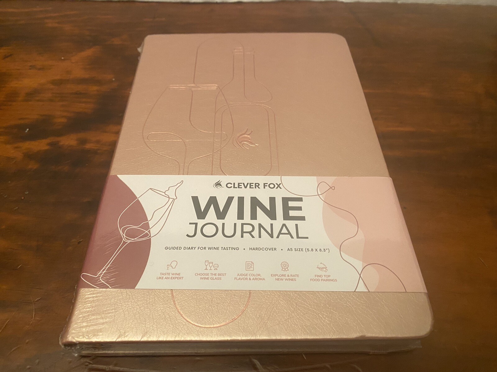Clever Fox Wine Journal for Tasting – A5 (5.8» x 8.3») Rose Gold – Hardcover