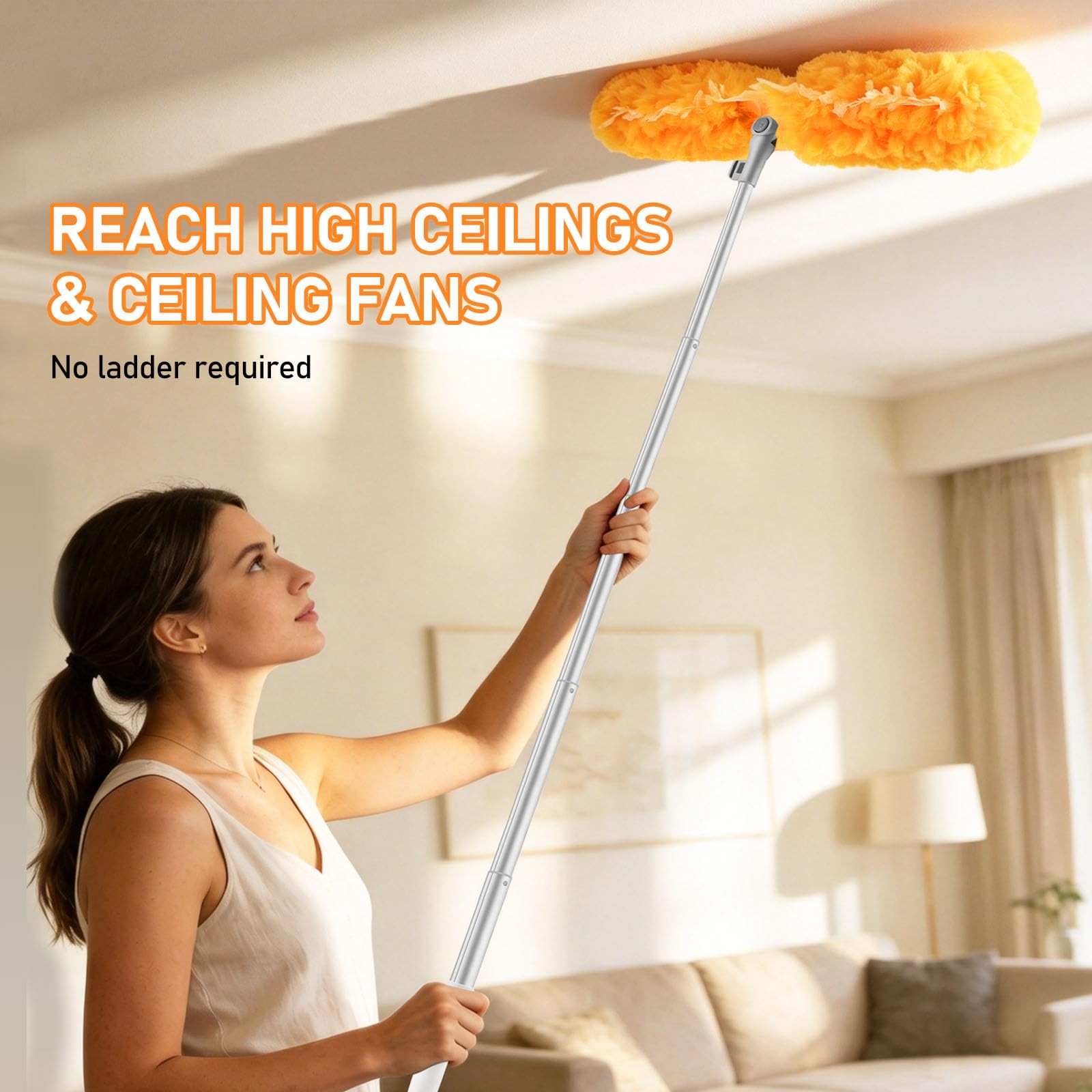 SetSail 6 ft Extendable Duster Handle with 20 Refills, 6 ft, Orange