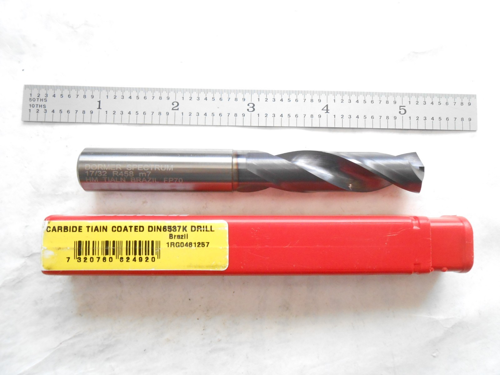 NEW DORMER H.P. 3XD SOLID CARBIDE DRILL 17/32″ CUT DIA. X 60MM FL X 107MM OAL