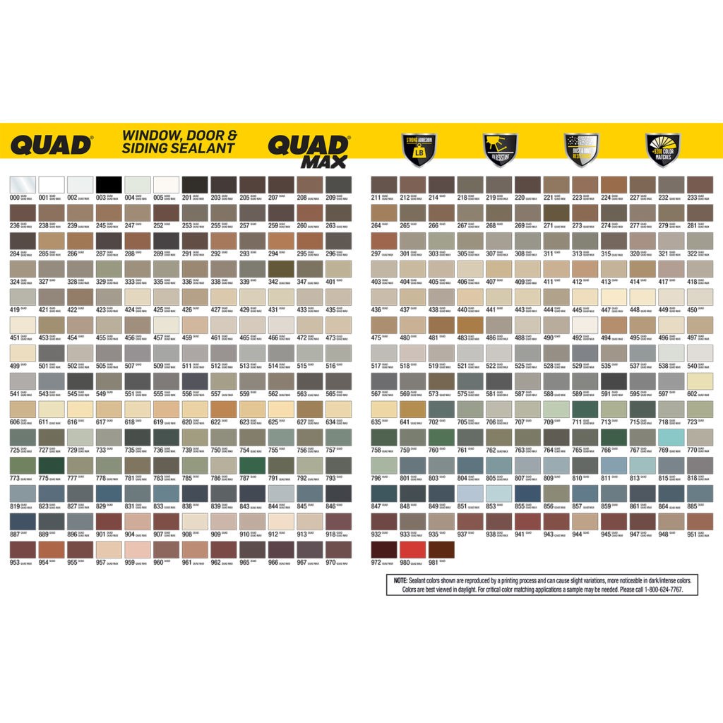 OSI QUAD and QUAD MAX Color Sample Guide