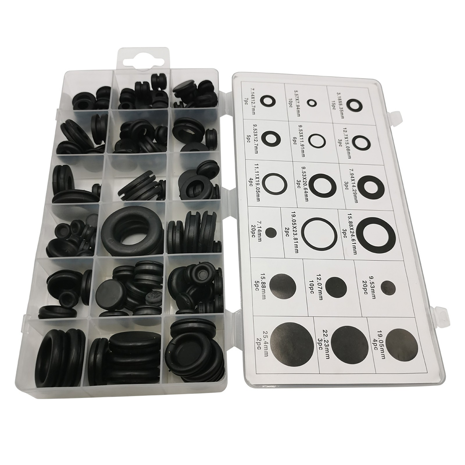 125PCS Black Rubber Grommet Firewall Hole Plug Set Electrical Wiring Gasket