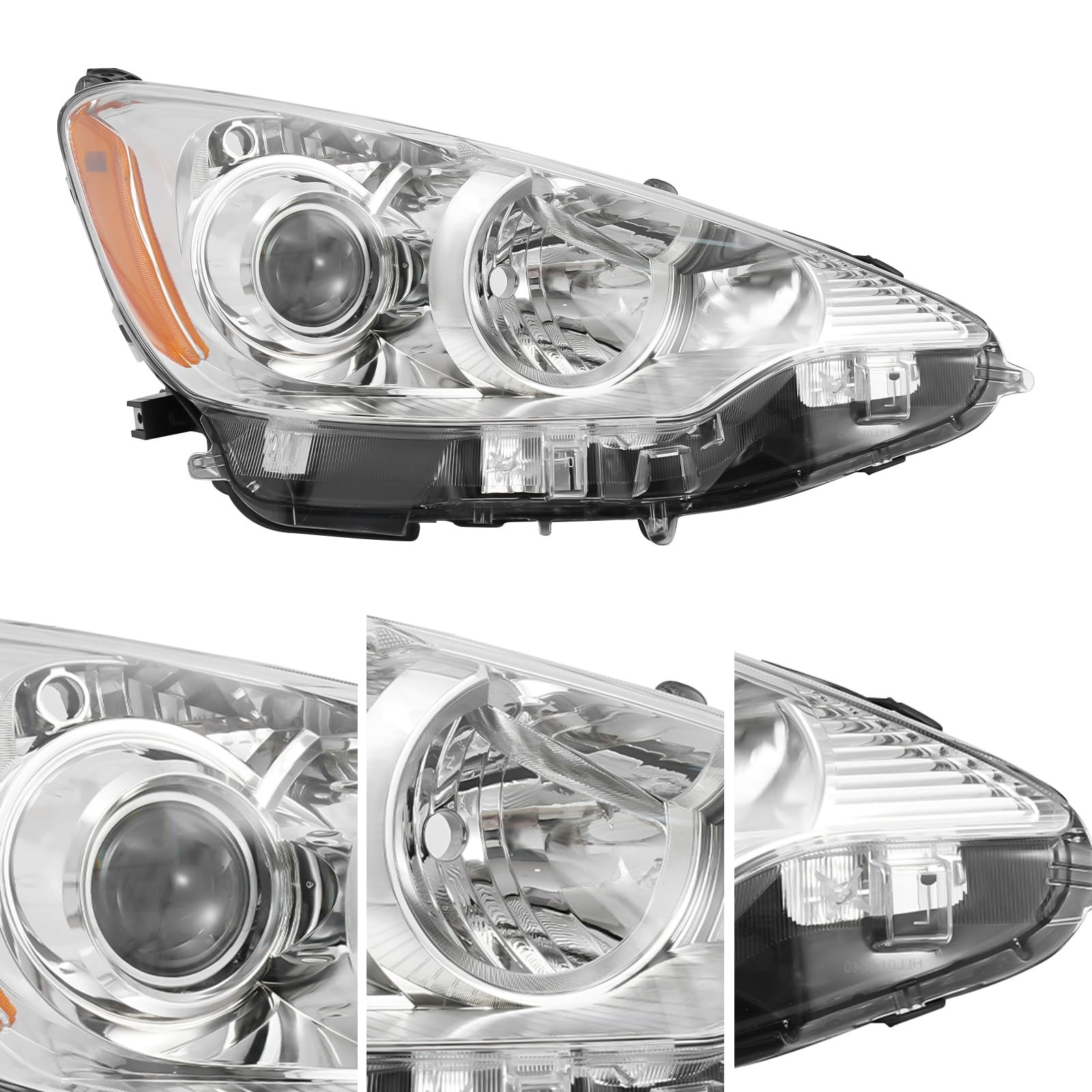 Halogen Headlamp Assembly For 2012-2014 Toyota Prius C Pair 3Pin Left Right