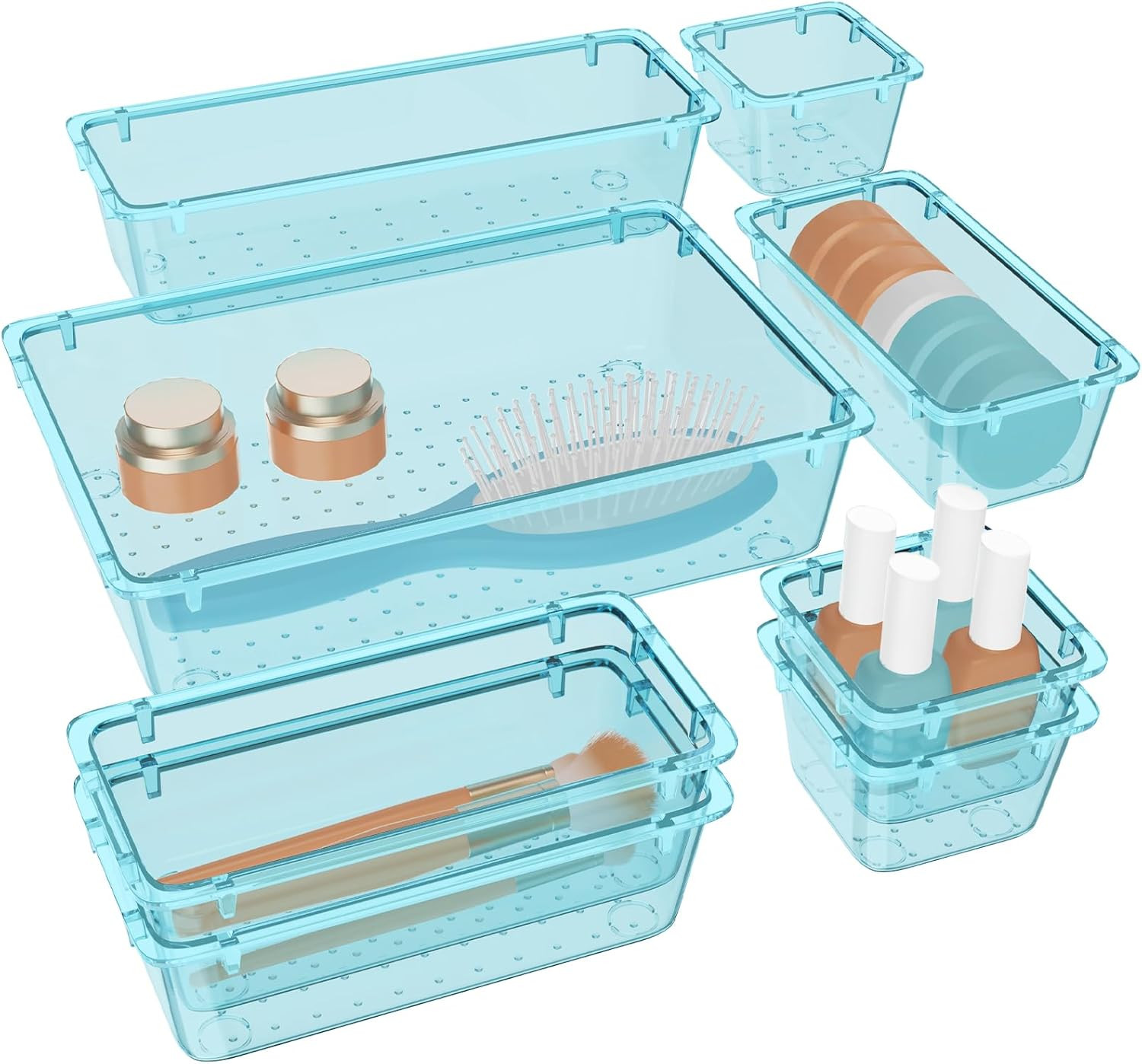 Storage Organizer Bins Clear Drawer Dividers for Office Bathroom Crafts Kitchen